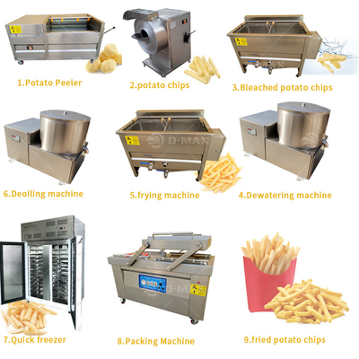 Máquina de fabricação de batatas fritas de alta produtividade para produção de batatas fritas em pequena escala