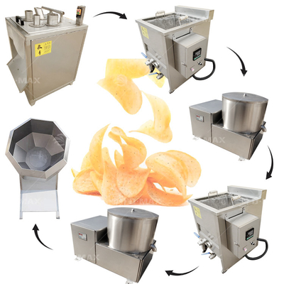 Máquina elétrica de fabricação de batatas fritas 3HP para linha de processo de pequena escala semiautomática