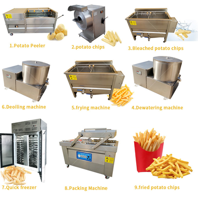 Máquina elétrica de fabricação de batatas fritas 3HP para linha de processo de pequena escala semiautomática