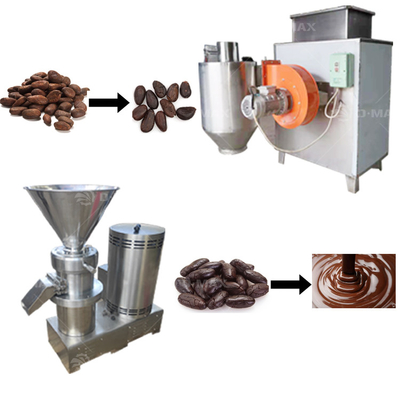 0Máquina de processamento de grãos de cacau de 75 kW para produção de chocolate líquido e pó de cacau