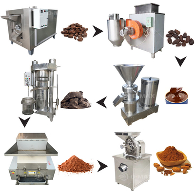 0Máquina de processamento de grãos de cacau de 75 kW para produção de chocolate líquido e pó de cacau