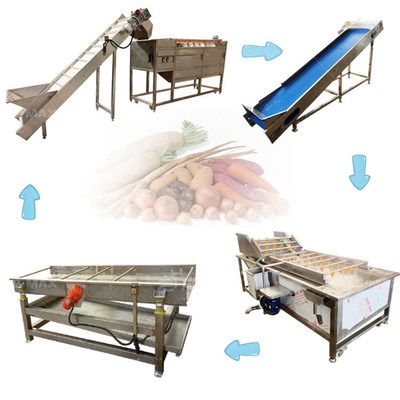 Linha de processamento de vegetais de alta velocidade com potência de 3,75 kW e tecnologia de limpeza de bolhas