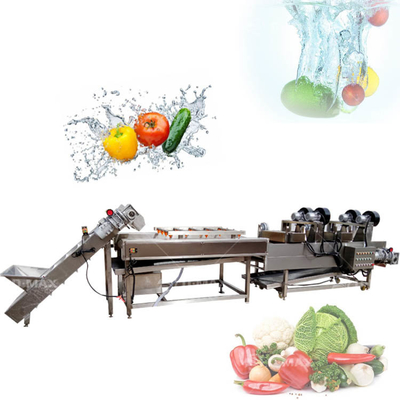 Linha de processamento de vegetais de alta velocidade com potência de 3,75 kW e tecnologia de limpeza de bolhas