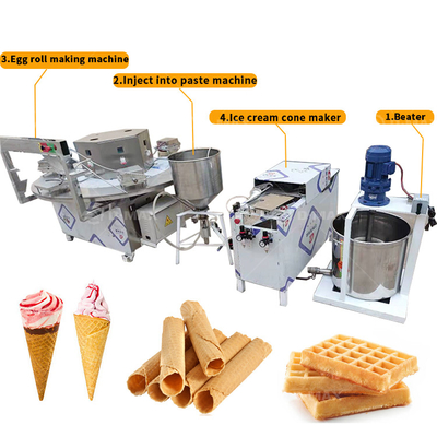 Máquina de fabricação de lanches fácil de operação para rolos de ovos de taça de waffle e biscoitos de wafer macio