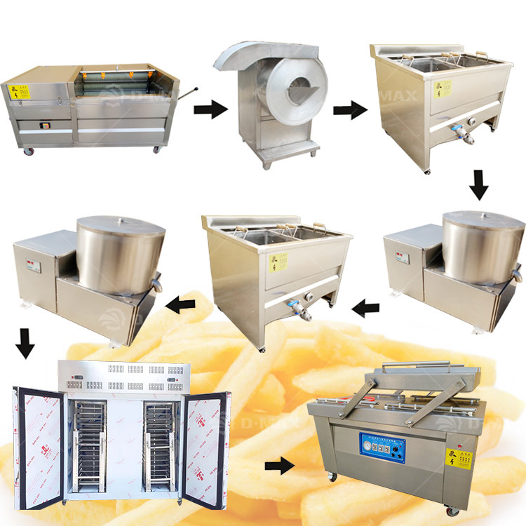 Linha de produção de batatas fritas congeladas semiautomática para máquina de fabricação de batatas fritas