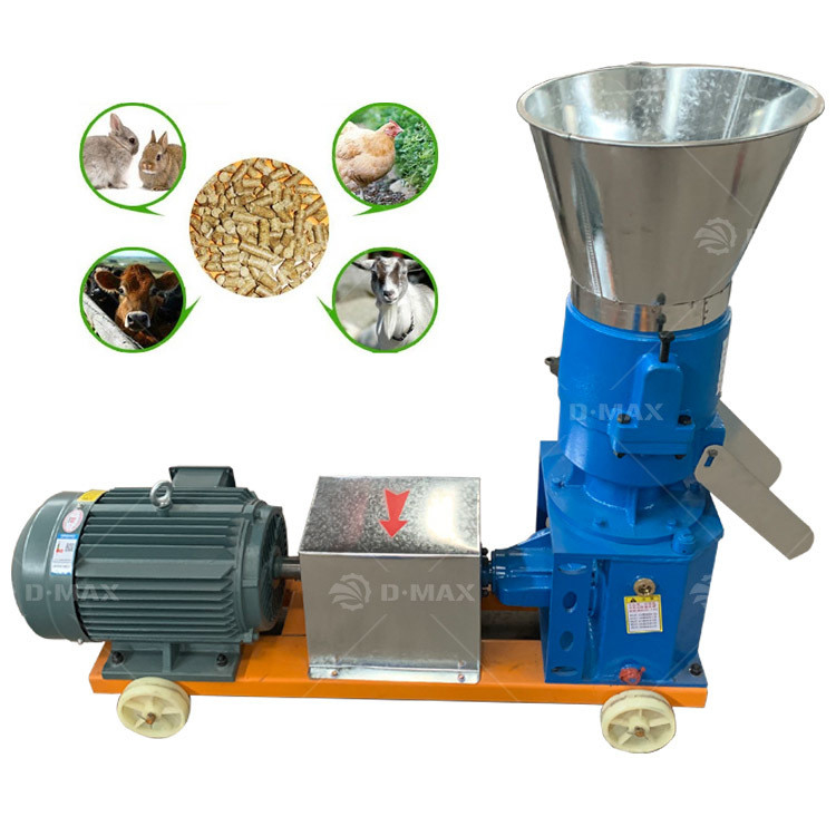 Máquina de produção de grânulos para alimentos para animais com tamanho de grânulos ajustável e prensagem em matriz plana