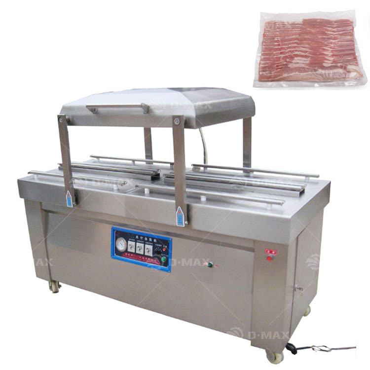 Grande máquina de embalagem de vazio de carne de câmara dupla para arroz, peixe e alimentos